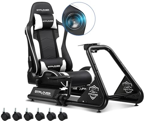 GTPLAYER Simulator Cockpit, SIM Racing Cockpit, rennsimulator lenkradständer mit Lautsprechern, Lenkrad und Pedalablage