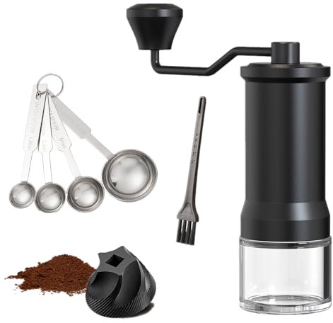 SDKZBFC Molinillo de café manual, ajustable manualmente para molido fino/grueso con cepillo de limpieza y cuchara para café espresso, pour over, prensa francesa y moka pot