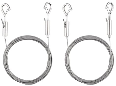 UFURMATE Kit de alambre para colgar cuadros, 2 juegos de cuerda de alambre ajustable de metal con ganchos dobles resistentes para colgar espejos, kit de exhibición de imágenes para fotos de pared,