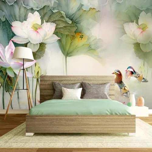 XLMING Frisch Elegant Elegant Lotos Lotosblatt Tapete 3D Tapeten Büro Esszimmer Sofa Flur Schlafzimmer Wohnzimmer TV Dekorative Wand-430cm×300cm