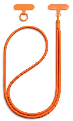 Handykette Handyband zum Umhängen Verstellbar Handy Umhängeband Orange | Handy Lanyard von 63 cm mit Patch, Kompatibel mit Hartschalen-Handyhüllen für Alltag, Reisen und Outdoor
