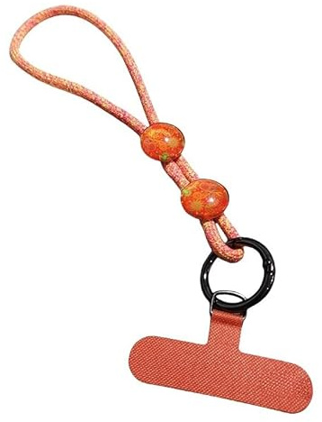 Orange Wrist Strap for Phone,Crystal Stone Adjustable Mobile Phone Lanyard Wrist Chain for Women Girls Men,Phones Chain Universal Anti-Lost Wrist Strap Compatible with Mobile Phones,Airpods,Purse
