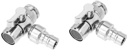 NUOBESTY 2 Stück Vollkupfer Wasserverteileradapter Universalschlauch Waschmaschinen Wasserhahnanschluss Waschmaschinen Einlassanschluss Ansauganschluss Wasseranschluss Silber