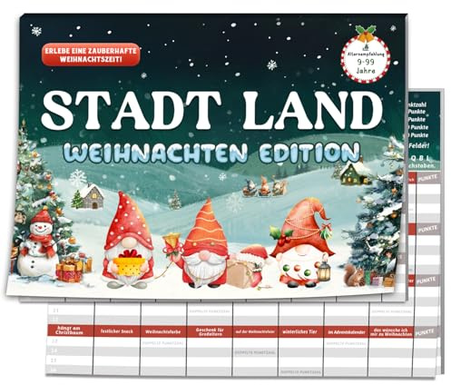 Stadt Land Christmas Spiel, Lustige Wichtelgeschenke für Frauen Männer Mädchen Junge , Schrottwichteln Geschenke Kollegen, Weihnachten Wichtel Geschenke Erwachsene, Weihnachtsfeier, Weihnachtsspiele