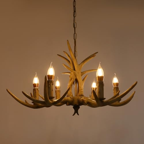ureggvbu 6-Kopf Geweih Kronleuchter Dekoration Vintage Geweihlampe Verstellbare Deckenleuchte 60w 240v Für Wohnzimmer Esszimmer Schlafzimmer Kronleuchter Beleuchtung 5–10 M²