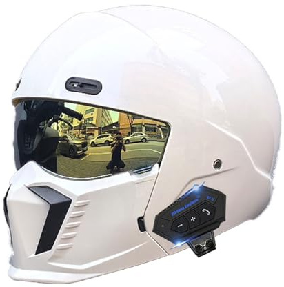 Frcychri Casque Moto Modulable Bluetooth, Casque Avant Rabattable, Casque Moto Intégral Homologué ECE avec Visière Solaire, pour Hommes Femmes P,Medimu
