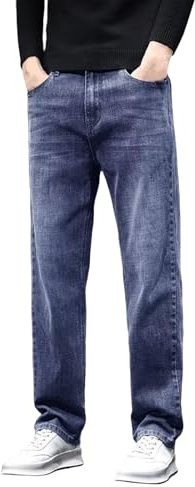 Generiska jeansbyxor herr slim fit, fritidsbyxor herr långa, denimbyxor raka ben jeans enfärgade stretchjeans enfärgade jeans tvättar tygbyxor bekväma arbetsbyxor vardag byxor, Mörkblå, S