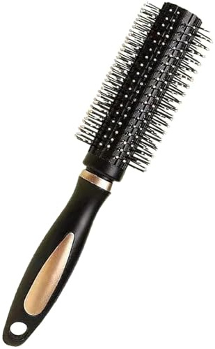 Round Hair Brush,Durable Curling Blow Dry Hair Brush,Anti-Static Rubber Hairbrushes for Hairdressing Salon Styling And Grooming At Home,Curling,Add Volume & Shine,Don't hurt scalp (Black,L23x3.5cm)