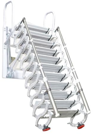 PUZYI Scala Retrattile Scala telescopica elettrica in Lega di Alluminio forgiato, Scala for soffitta Senza corrimano, Scala Pieghevole da Parete for Uso Domestico Scala per soffitta(Wit,3~3.5m)