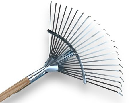 Kibros Râteau à Feuilles modulable Largeur réglable 25-50 cm 22 Dents | Largeur réglable 25 à 50 cm, 22 dents métalliques, tête métallique, ramassage feuilles jardin automne, manche inclus.