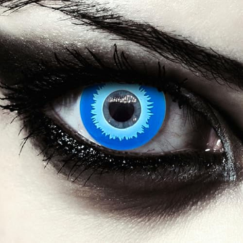 DESIGNLENSES, Eis- blaue farbige Kontaktlinsen Halloween Weißer Wanderer Kostüm Kontaktlinsen farbig, 1 Paar (2 Stück),weiche Elfen Farblinsen ohne Stärke, Blue Elfe
