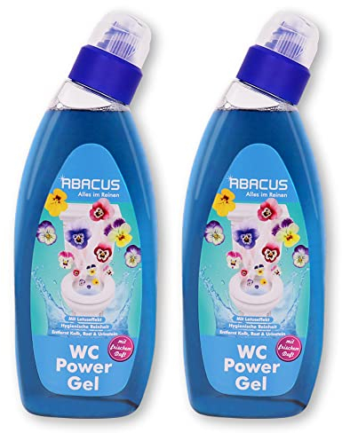 ABACUS® WC Reiniger mit Lotus-Effekt, Toilettenreiniger inkl. Abperleffekt, WC-Reiniger intensiv, WC-Kraftreiniger, Reiniger für Toilette, WC Schmutzlöser extrem – WC-Reiniger 2x 750 ml
