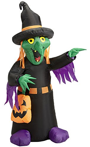 W WIDMANN MILANO Party Fashion 75035 - Bruja hinchable luminosa con ventilador integrado, 122 cm, decoración, Halloween