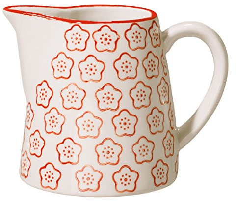 BLOOMINGVILLE Jarrita de Leche Isabella - Jarra da Loza Ø 8,5 x H 8,5 cm, Rojo, Cerámica, Capacidad 250 ml