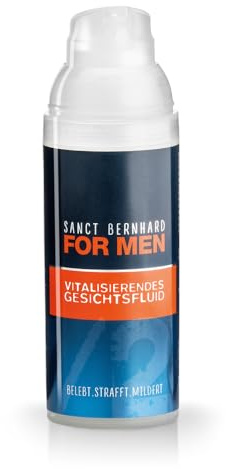 Sanct Bernhard Vitalisierendes Gesichtsfluid | For men | Pflegeformel mit Coffein, Zink, Menthol, Betain, Allantoin, Hyaluronsäure, Jojobaöl & Malachit | 50 ml