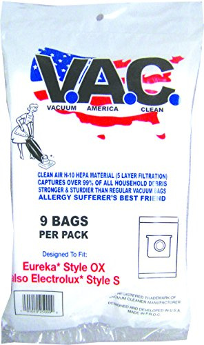 VACUUM AMERICA CLEAN VAC 12 Eureka OX Electrolux Style S H-10 HEPA Filtration (Pack of 9)