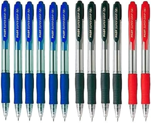 Boligrafo pilot supergrip pack 12 u.(6 azules,4 negros,2 rojo)