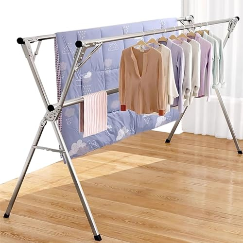 Jolitac Foldable Clothes Drying Rack Free Installed Stainless Steel Space Saving Retractable Rack Hanger Heavy duty 110 to 150cm(Foldable)