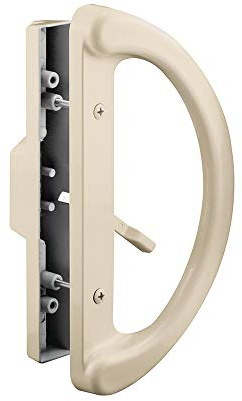 Prime-Line C 1343 Mortise Style Sliding Patio Door Handle Set - Replace Old or Damaged Door Handles Quickly and Easily – Tan Diecast, Non-Keyed, Fits 3-15/16” Hole Spacing (Single Pack)