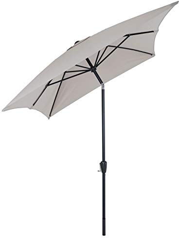 Azuma Garden Parasol 3x2M Rectangle Taupe Crank & Tilt Function Patio Umbrella Sun Shade With UV50 Protection Adjustable Canopy Air Vented For Stability Aluminium Pole Summer Accessory