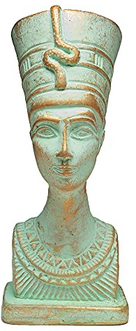 Discoveries Egyptian Imports Made in Egypt Nefertiti Bust Statue - Patina Polymer Collectible - 5 Inches Tall