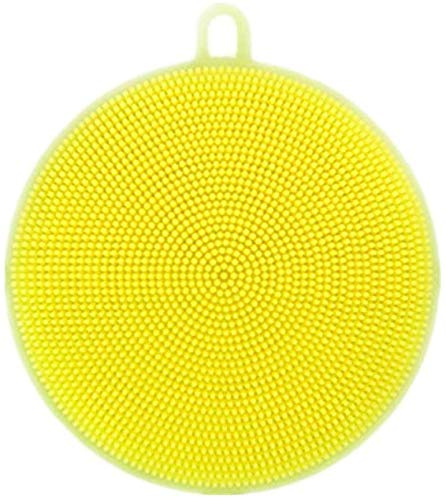 EliteKoopers Yellow Silicone Dish Washing Sponge Scrubber Cleaner Pad for Kitchen (1 Pcs)