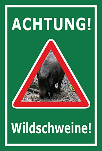 Melis-Folienwerkstatt Schild Achtung Wildschweine - 45x30cm - Bohrlöcher - 3mm Aluverbund – 20 VAR S00359-214-E