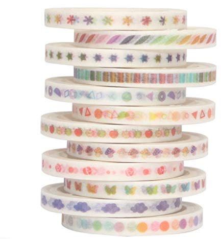 YUBBAEX Washi Tape, 12 Rollen Masking Tape Gold Klebeband Bunt für Scrapbooking, Bullet Tagebuch, Planer, Geschenkverpackung, Urlaubsdekoration (Dünner Farbverlauf 12)