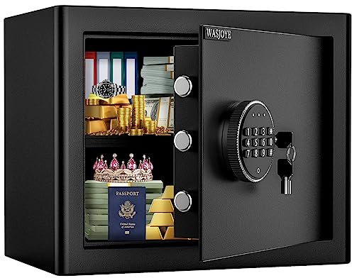 WASJOYE 31L Tresor für Zuhause, Safe Tresor mit Schlüssel Elektronischem Möbeltresor mit Zahlenschloss, Digital Wandtresor für, Geschäft, Büro, Hotel, Geld, Dokumente, Schmuck, Reisepass(30*37*31cm)
