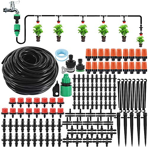 ODOMY 25M Systeme Arrosage Goutte a Goutte,141PCS Kit Arrosage Goutte à Goutte,Système Dirrigation Jardin,Micro Irrigation Automatique Kit pour Jardin Paysager/Terrasse/Plantes/Fleurs