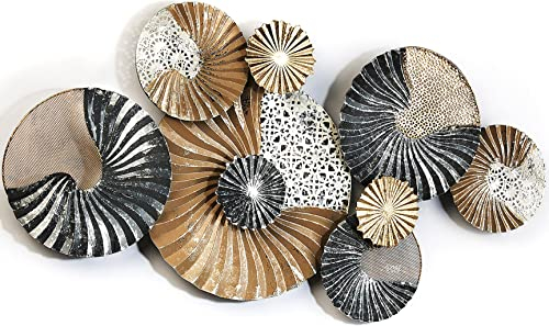 Kobolo Wandbild 3D-Bild Wanddeko Metall - SHELL - gold anthrazit - ca 90x48x5 cm