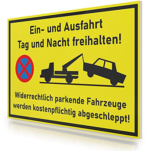 FLAGLY Einfahrt freihalten Schild 30x20cm aus 3mm PVC Hartschaumplatte MADE IN GERMANY - stabiles Hinweisschild/Warnschild, wetterfest & UV-beständig - Einfahrt freihalten Schilder