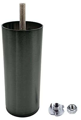 Diforma (paket med 16 st) mörk kromfärg 12 cm höjd möbelben runda Ø 50 mm, 120 mm metallben med M8-bult, sänghöjare, skåp fötter, soffben, muttrar ingår (16, 12 cm höjd)