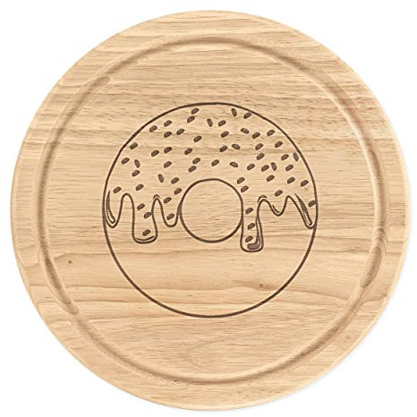 Chocolate Brillante Vidriado Aro Madera para Picar Tabla de Quesos Redondo 25cm