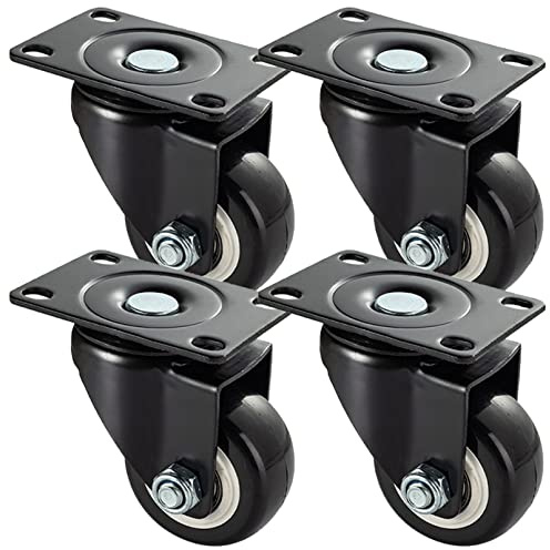 Lenkrollen,4 Stück Möbelrollen Schwarz Schwerlastrollen,38mm Rollen für Möbel,Tragkraft Max. 60 KG pro Rollen | Kugellager | Polyurethan | Geräuschlose Schwerlast Räder,16 Schrauben (4 Lenkrollen,38)