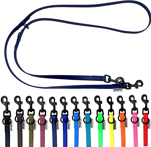 Biothane Hundeleine kleine Hunde/große Hunde verstellbar 2m / 2,40m / 2,80m / 3,50m / 5m schwarzer Haken (3,50m X 9mm, Marineblau)