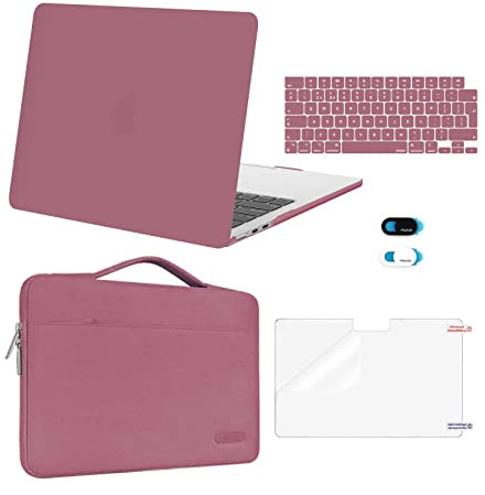 MOSISO Kompatibel mit MacBook Air 13 Zoll Hülle M5 M4 M3 M2 2026-2022 13,6 | Passgenau, Kratzfest, Hartschale&Laptoptasche&Tastaturschutz&Webcam Cover&Displayschutz A3449 A3240 A3113/2681