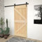 KOIECETA Puerta corredera maciza de pino con herraje, sistema de puerta corredera de madera, herraje para puerta corredera (80 x 210 cm/1 unidad)