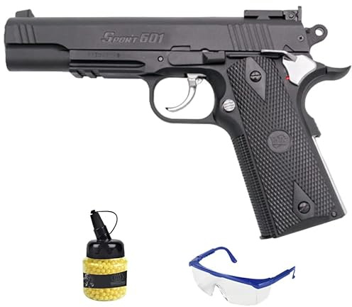 Sport 601 (Ressort) | Pistolet Airsoft Calibre 6 mm (Billes en Plastique PVC 6 mm) + Lunettes de Protection [Puissance : 0,29 Joules]