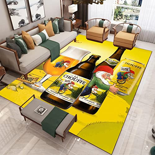 bailongma Marque de bière imprimé Flanelle Tapis Doux Belgique Tapis drôle Bar Club Décor Non dérapant Tapis de Sol D2076 140×200CM