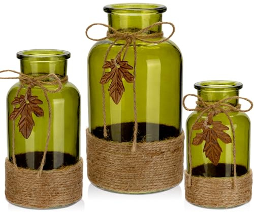 Glasvase Zylindrisch Vasen Glasfläschchen Boho Dekovase Blumenvasen Tischvasen,H 12.5/16.5/20CM (3 St), Väschen für Tisch Hochzeit Fensterbank Dekoration
