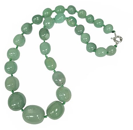 Handgefertigter Damen Edelstein Halskette - 50cm, 25-24mm Natursteinperlen - Eleganter Schmuck mit Edelstahlverschluss
