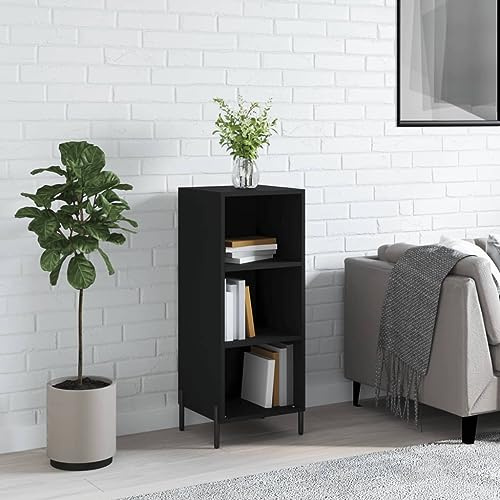 Annlera Armoire de rangement en métal - 34,5 x 32,5 x 90 cm - Noir - En matériau dérivé du bois - Pour couloir, pharmacien, chambre à coucher, salon