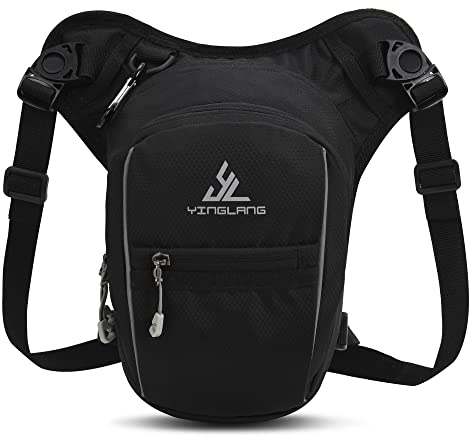 Beintasche Motorrad Hüfttasche Herren Damen Multitaschen Beinbeutel Wasserdicht Gürteltasche Outdoor-Werkzeugtasche Fahrrad Multifunktionstasche für Wandern (Black) Schwarz