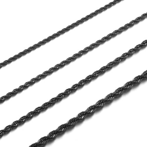 RWQIAN Repkedja män kedja silver/guld/svart rostfritt stål tvinnad kedja bredd 2/2,5/3/4 mm dam halsband längd 45–60 cm