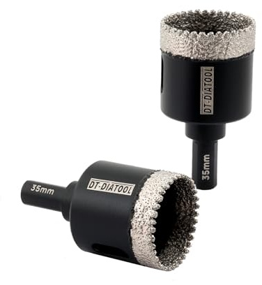 DT-DIATOOL Diamond Core Drill Bit 35mm, 2-Pack Diamond Hole Saw with Triangle Shank for Porcelain Tile Ceramic Tile Marble Granite