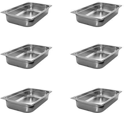 AcMax 6 Stück GN 1/1 Gastronormbehälter GN-Behälter Gastronorm Edelstahl 16 Liter Tiefe 100mm