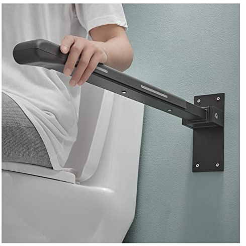 Haltegriff für Badewanne, Dusche, klappbarer Haltegriff für Toilette, Handläufe für ältere Menschen, 90° vertikale Drehung (schwarz 70 cm)