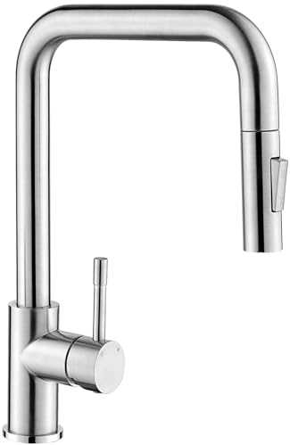 CECIPA Wasserhahn Küche, Küchenarmatur mit Brause Ausziehbar, Mischbatterie Küche mit 2 Strahlarten, Armatur Küche 360° Schwenkbar, Küchenarmaturen Spültischarmatur, Kitchen Tap, Edelstahl