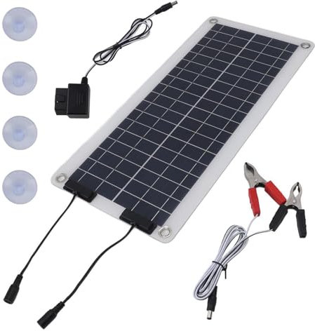 Hugsweet Chargeur solaire de batterie de voiture, chargeur solaire d'entretien - Chargeur solaire étanche 100 W,Mainteneur d'alimentation de panneau solaire à double sortie pour voiture, marine, moto,